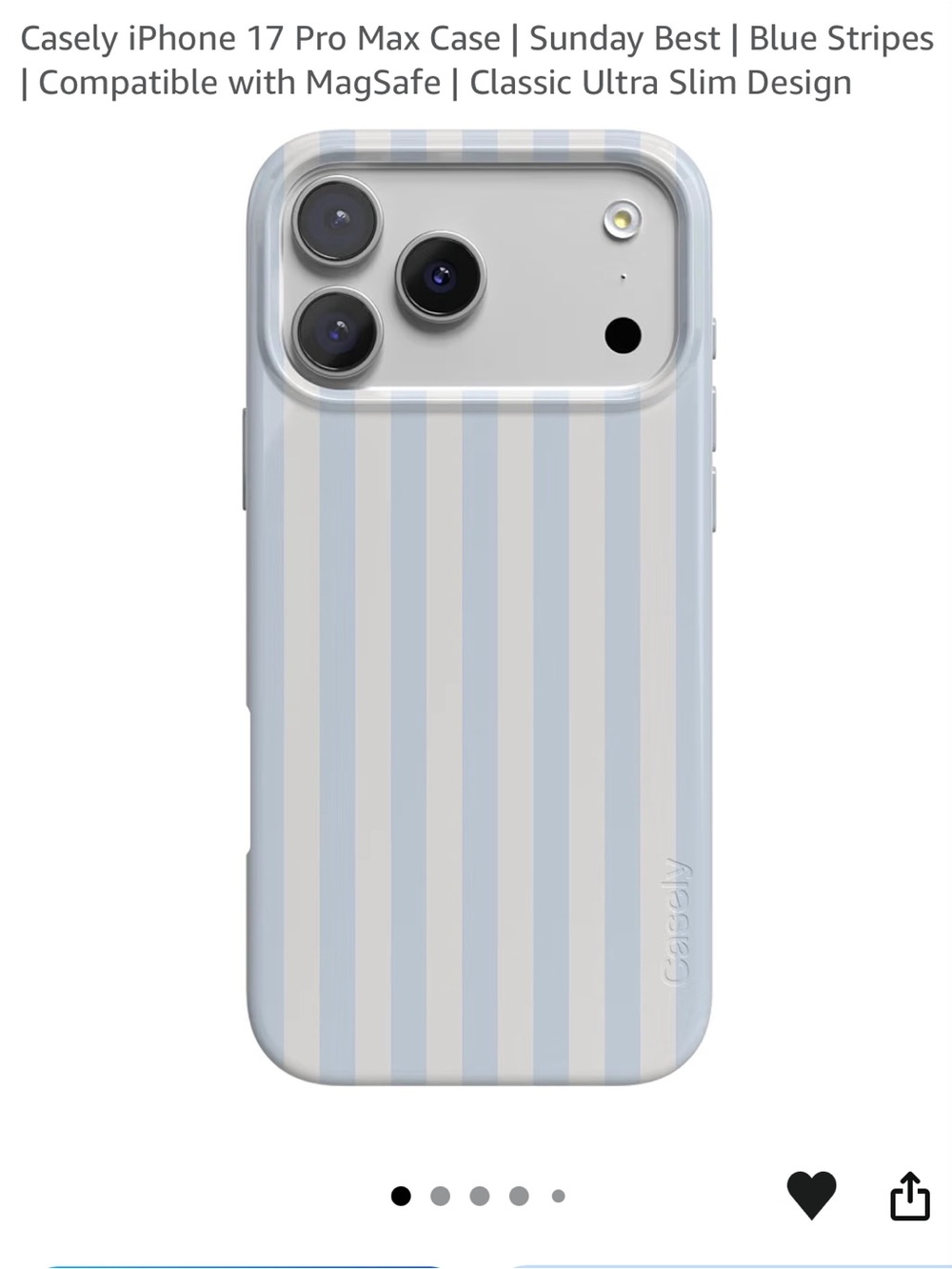 Casely Striped Light Blue iPhone 17 Pro Case